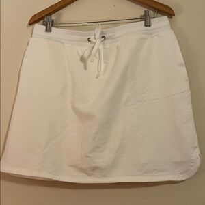 White Drawstring Skirt with pockets